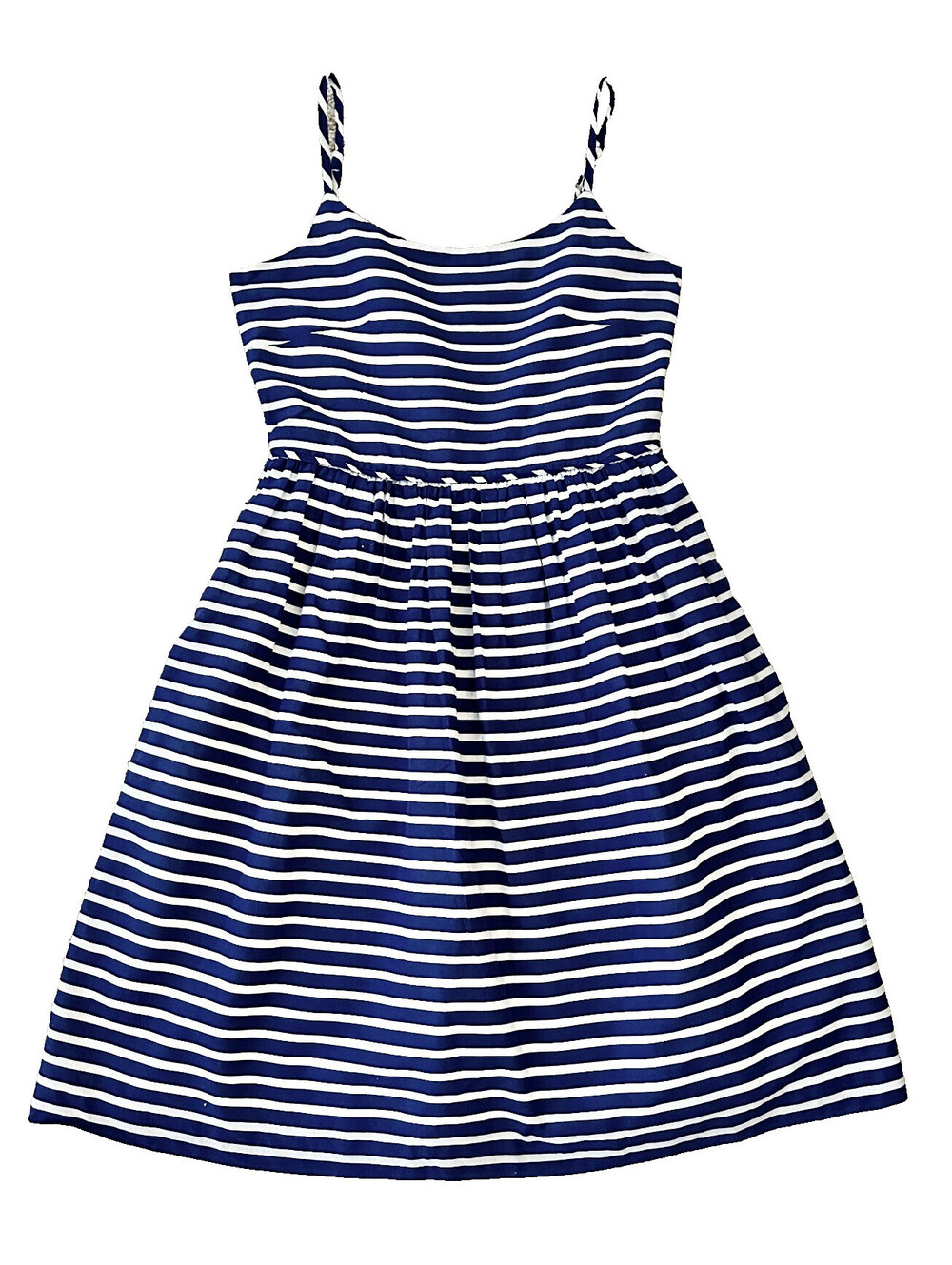 J Crew J.Crew Navy Blue White Striped A-Line Linen Dress Sleeveless Scoop Neck 2